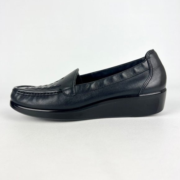 SAS Womens Weave Black Leather Slip On Loafer Comfort Shoes size 8.5S Slim - Picture 6 of 16